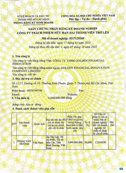 Download Vietnam company register entry certificate Photoshop template